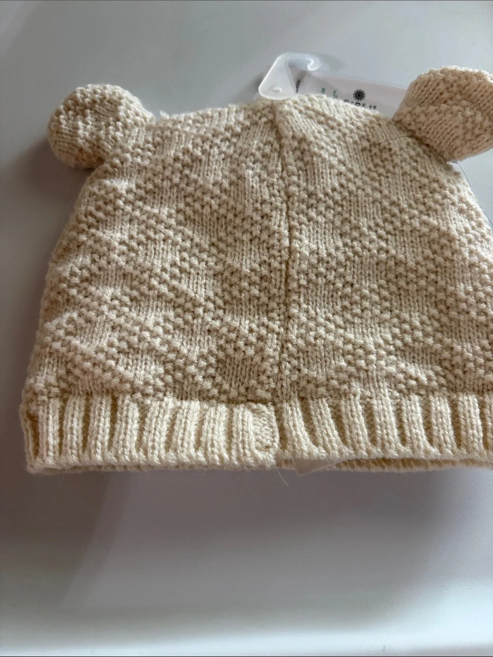 Carter's Cream Knit Hat with Pom Ear Details